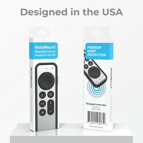 Vista 7 de ReliaMount Funda para controles remotos Apple TV, protección contra caídas de alta calidad y cómoda de sostener, diseñada en Estados Unidos