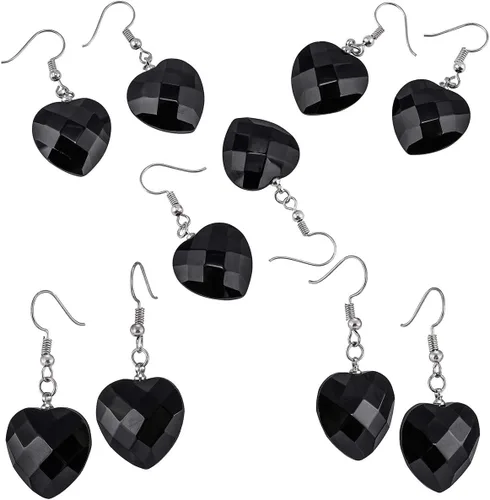 Vista 3 de Nupuyai - Pendientes para mujer, diseño de corazón con piedra de corazón