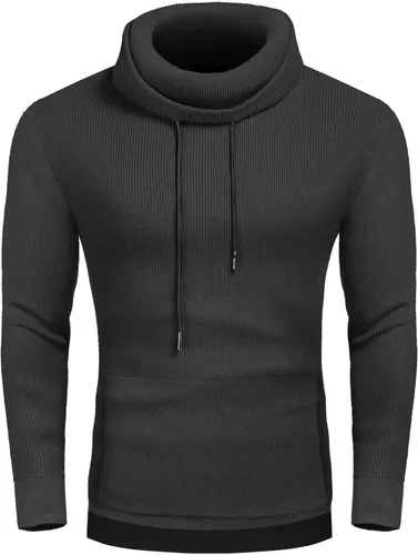 Vista 2 de COOFANDY Mens Slim Fit Turtleneck Long Sleeve Cowl Neck Ribbed Pullover Sweaters