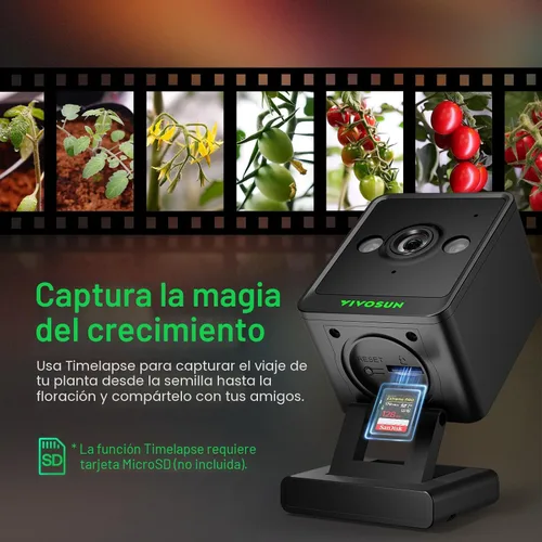 Vista 4 de VIVOSUN GrowCam C4, cámara inteligente WiFi 2K QHD para carpa de cultivo y caja de cultivo inteligente VGrow, compatible con WiFi de 2.4GHz
