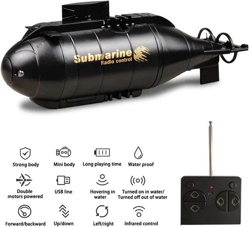 Vista 5 de ¡Yeibobo! Submarino Mini Teledirigido de 6 Canales (Negro)