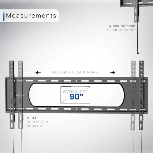 Vista 4 de VIVO Soporte de pared para TV ultra resistente para pantallas de 43 a 90 pulgadas, montaje fijo grande, se adapta a VESA de hasta 31.496 x 15.748