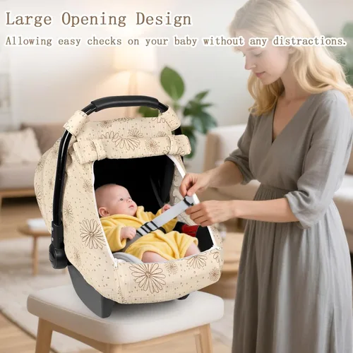 Vista 5 de Funda de muselina para asiento de automóvil para bebé con ventana de malla extragrande, funda transpirable para asiento de automóvil infantil