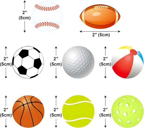 Vista 6 de Muka 250 calcomanías de béisbol de 2 pulgadas, calcomanías autoadhesivas permanentes estándar, suministros para fiestas deportivas 2-inch