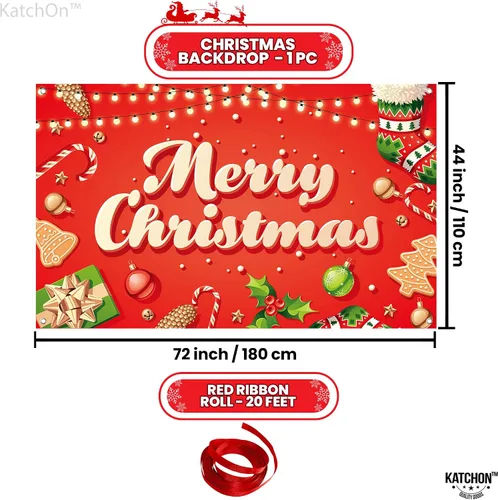 Vista 2 de Cartel grande de Feliz Navidad, 72 x 44 pulgadas, decoraciones de fiesta de Navidad, pancarta de fiesta de Navidad, decoraciones de Navidad