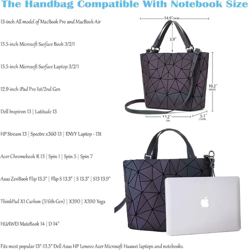 Vista 4 de ESOVIO Bolso de mano holográfico geométrico con bolso cruzado para mujer bolso iridiscente reflectante Bolso de mano holográfico geométrico