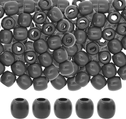 Vista 37 de Mandala Crafts 200 cuentas africanas de madera de barril de agujero grande para macramé Dreadlock Braiding Hair Beads, Painted Drum Wood Loose
