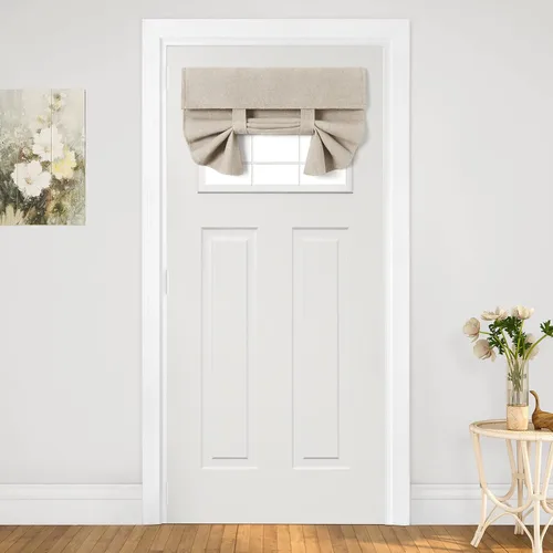 Vista 10 de HOMEIDEAS Cortinas opacas de lino con luz lateral para puerta delantera, cortinas de ventana de puerta lateral, ventana pequeña, decoración moderna