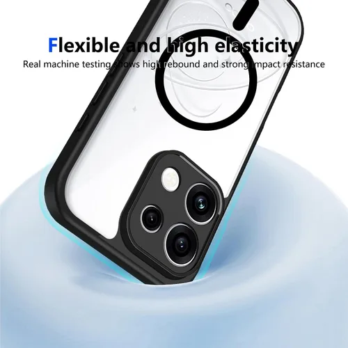 Vista 647 de Funda magnética transparente compatible con Xiaomi 17T, color negro 2 en 1 PC + TPU cubierta de teléfono a prueba de golpes, carcasa protectora