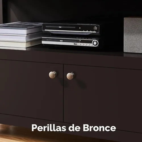 Vista 8 de Yaheetech - Soporte pequeño para TV de 42 pulgadas con almacenamiento, gabinete multimedia con marco en X