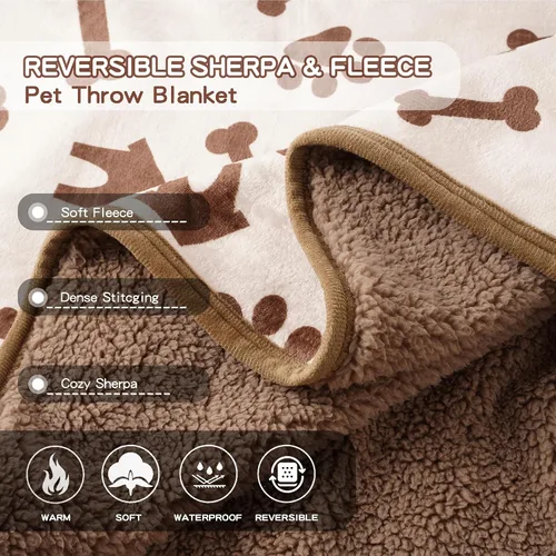 Vista 3 de Mantas impermeables para mascotas, manta de 30 x 40 pulgadas para gatos de interior, protector suave y esponjoso para sofá, coche y cama, manta