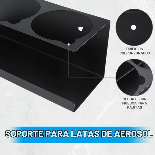 Vista 3 de RealPlus Soporte para latas de aerosol, organizador de 4 latas, soporte de acero resistente montado en la pared para garaje y espacio de trabajo