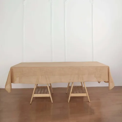 Vista 43 de Efavormart Mantel Redondo de Arpillera Sintética de Yute Natural de 90 Pulgadas - Cubierta de Mesa Rústica Boho Chic Estilo Granja para Navidad