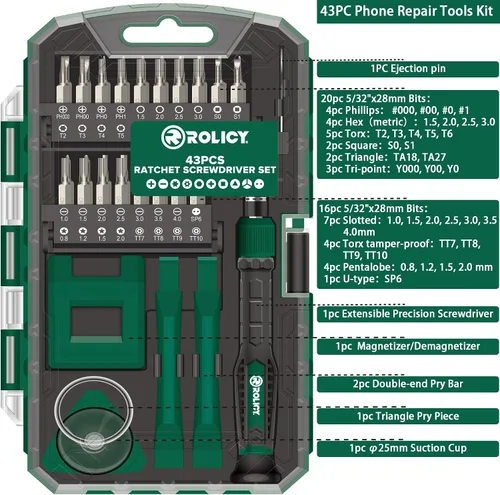 Vista 3 de Kit de destornilladores de precisión, 43 en 1 con 36 puntas kit de herramientas de reparación multifunción, kit de controlador magnético