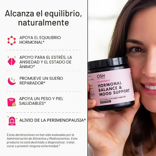 Vista 6 de Equilibrio hormonal ayurvédico para mujeres Apoyo al estado de ánimo, energía y sueño Regulador de cortisol Regula el estrógeno Alivio