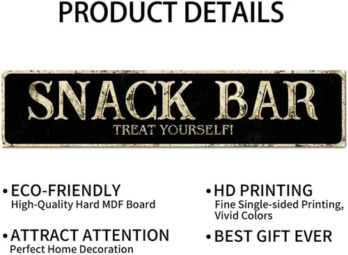 Vista 7 de Madcolitote Letrero de calle personalizado SNACK BAR con texto en inglés «Snack Bar» de madera para decorar la pared de la sala de estar, arte