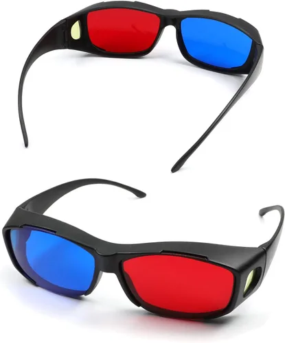 Vista 13 de Othmro 10 gafas duraderas estilo 3D 3D, gafas de visión 3D, gafas de juego de películas 3D, gafas 3D rojo-rojas, marco de cartón, lente de resina 10