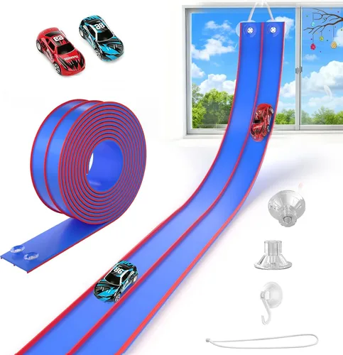 Vista 8 de TAEMVV Pista de carreras flexible para niños, juego de pistas de doble