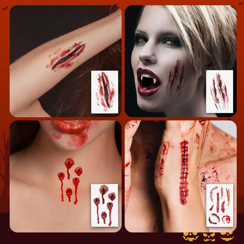 Vista 5 de 9 pares de colmillos falsos de dientes de vampiro para disfraz de fiesta
