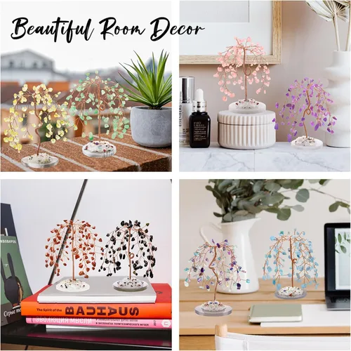Vista 3 de ZHIYUXI Accesorios de escritorio rosa para decoración de oficina, cristales de cuarzo rosa, regalos para hombres y mujeres, piedras preciosas