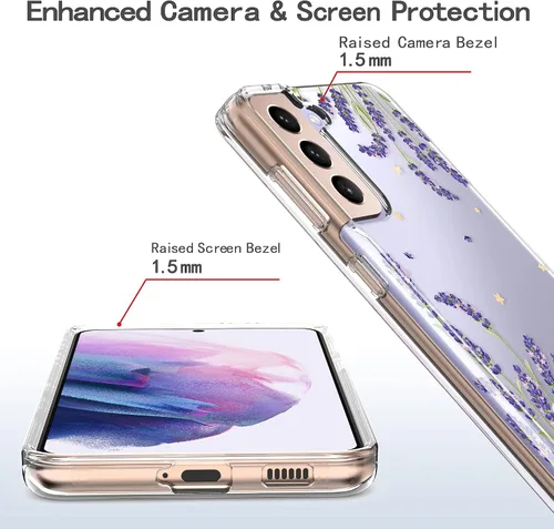 Vista 5 de BAISRKE - Carcasa rígida para Samsung S21, diseño floral, color lavanda