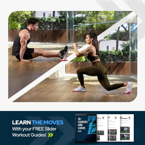 Vista 3 de Iron Core Fitness 2 discos deslizantes de doble cara, deslizadores de núcleo Ultimate Core Ab Fitness Trainer. Equipo de entrenamiento abdominal