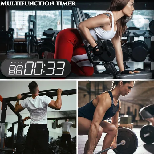 Vista 2 de Temporizador portátil de gimnasio, imán recargable por USB, reloj de entrenamiento con intervalo de exhibición grande, cronómetro con zumbador