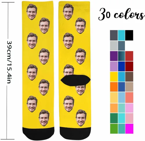 Vista 4 de D-Story Calcetines personalizados con foto fabricados en Estados Unidos, divertidos calcetines personalizados, regalos lindos personalizados