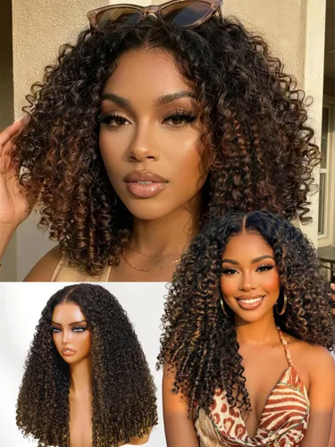 Vista 33 de Nadula Peluca Sin Deslizamiento 13x4 HD Rizada Birmana con Cordón de Cabello Humano con Extremos en Espiral de Dedo, Sin Pegamento Pre Cortada