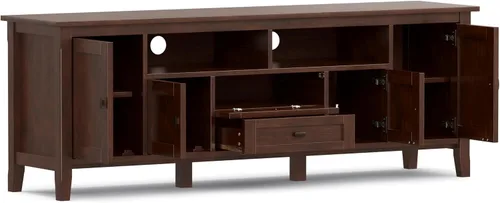 Vista 4 de SIMPLIHOME Warm Shaker - Soporte de TV de madera maciza de 72 pulgadas de Marrón rojizo