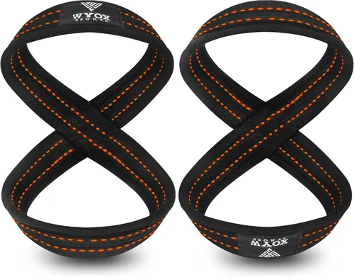 Vista 8 de WYOX Figure 8 Lifting Wrist Straps for Weightlifting – Heavy Duty Padded Neoprene Wrist Support, Powerlifting & Strength Training Lift Straps for