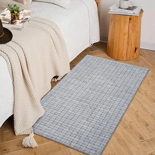 Vista 17 de Zacoo Alfombra de área – 9 x 12 pies gris a cuadros para sala de estar, moderna, lavable, antideslizante, resistente a las manchas, alfombra de casa