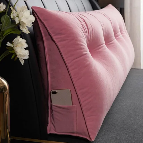 Vista 13 de Almohada triangular para cabecero, cojín triangular de color sólido, almohada de descanso en cama, almohada extraíble con soporte de cuña grande