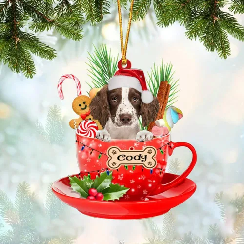 Vista 76 de NAZENTI Adorno personalizado de Alaskan Malamute en taza roja, adorno de Navidad personalizado para perros amantes de las mascotas, colgante