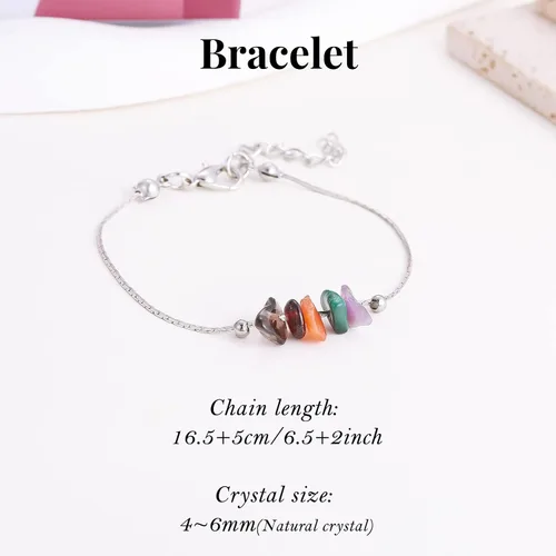 Vista 7 de MJartoria Gargantilla y pulsera de piedra natural con signo del zodiaco para mujer, collar de cristales, pulsera de horóscopo, piedras preciosas