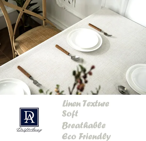 Vista 6 de DriftAway Mantel decorativo con borlas y pompones, de lino, rectangular, texturizado, para interiores y exteriores, comedor, buffet, cena, 55 Lino