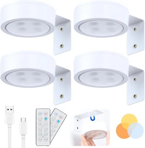 Vista 11 de Paquete de 2 luces inalámbricas para cuadros de pared, luz para cuadros recargable que funciona con batería con control remoto, luz regulable