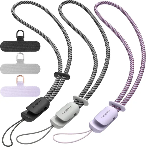 Vista 14 de SURPHY Paquete de 3 correas de muñeca para teléfono con lengüeta de sujeción para teléfono celular, correa para teléfono celular, correa para A