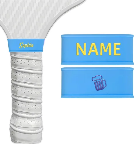 Vista 17 de 2 bandas de nombre personalizadas de paleta de pickleball, accesorios personalizados de paleta de pickleball para cinta de agarre seguro, bandas