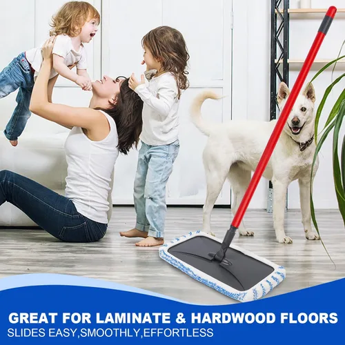Vista 12 de Paquete de 2 almohadillas de microfibra reutilizables, compatibles con trapeador plano Oceda de 15 x 8 pulgadas, uso húmedo y seco, limpieza