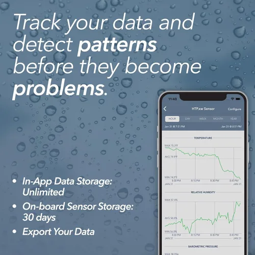 Vista 6 de SensorPush HTP.xw Sensor de temperatura inteligente y sensor de humedad - Termómetro, barómetro e higrómetro con monitoreo de aplicaciones, índice