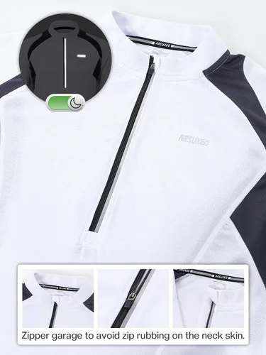 Vista 2 de ARSUXEO Camisetas de ciclismo de media cremallera para hombre 6031