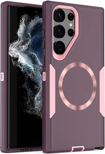 Vista 13 de Funda diseñada para Samsung Galaxy S22 Ultra, magnética, protección contra caídas de servicio pesado, protección de doble capa, compatible