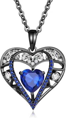 Vista 114 de Collar de cristal de 5 corazones, chapado en oro rosa de 18 quilates, colgante con cadena de plata de ley 925 de 18 + 2 pulgadas, joyería de piedra