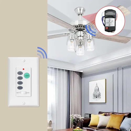 Vista 8 de Kit de control remoto para ventilador de techo, interruptor de ventilador universal de montaje en pared para Hampton Bay Harbor Breeze Hunter