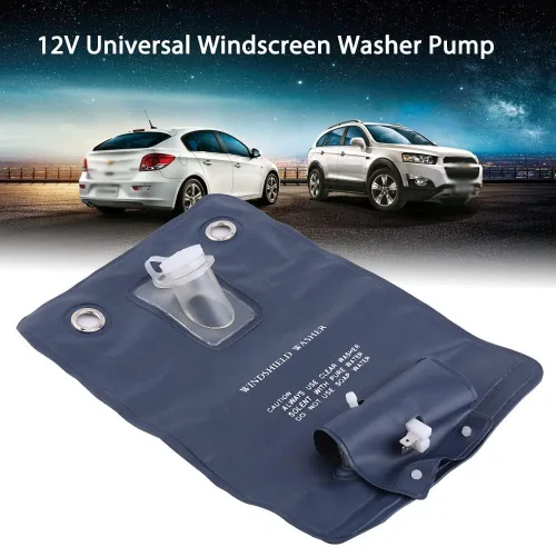 Vista 3 de Aramox Bomba de lavado de parabrisas, kit universal de bolsa de bomba de limpiaparabrisas de 12 V con interruptor de botón de chorro para autos