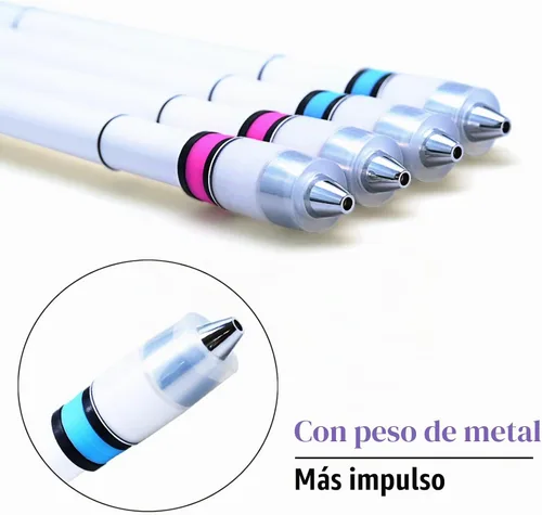 Vista 2 de Bolígrafos giratorios Ivan Emboss Mod, bolígrafo giratorio con peso para principiantes, agarre azul y rosa