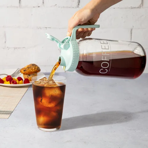 Vista 2 de Primula Mason Jar - Cafetera helada con filtro de acero inoxidable y tapa fácil de verter, jarra de vidrio duradera que se adapta a la mayoría