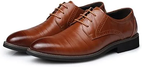 Vista 4 de Zapatos de vestir con punta degradada para hombre, zapatos Oxford formales puntiagudos con cordones, traje de negocios, zapatos de esmoquin