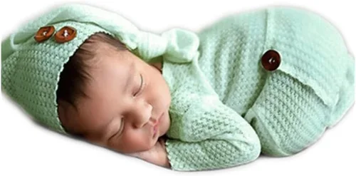 Vista 14 de Moda recién nacido niños niñas bebé sesión de fotos accesorios trajes ganchillo ropa sombrero de cola larga pantalones accesorios de fotografía